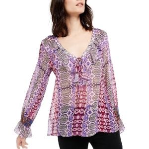 Nanette Lepore Silk Chiffon Ruffled Top